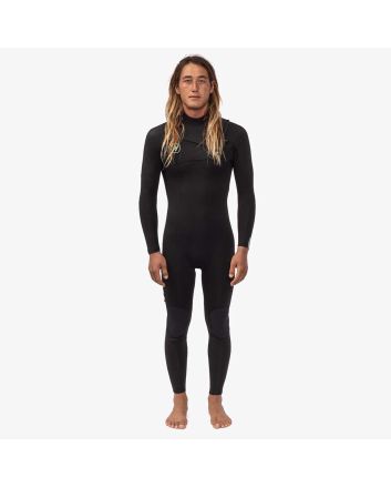 Hombre con traje de neopreno con cremallera en el pecho Vissla Seven Seas 4/3mm Negro