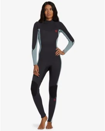 Mujer con Traje de Surf con Cremallera en la Espalda Billabong 4/3mm Foil Washed Black 
