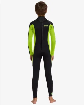 Niño con Traje de Surf con Cremallera en la Espalda Billabong 4/3mm Foil Fluro Lime