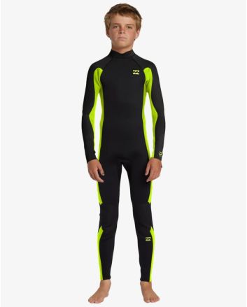 Niño con Traje de Surf con Cremallera en la Espalda Billabong 4/3mm Foil Fluro Lime