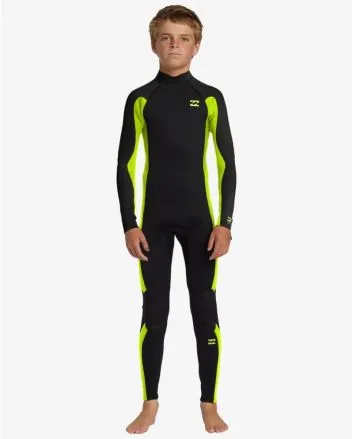 Niño con Traje de Surf con Cremallera en la Espalda Billabong 4/3mm Foil Fluro Lime