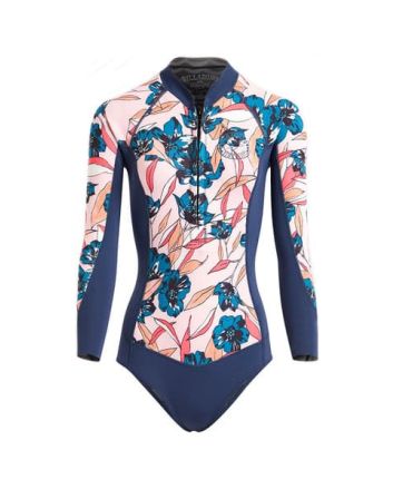 Neopreno corto con manga larga Billabong Salty Daze Spring en azul marino con estampado floral para mujer