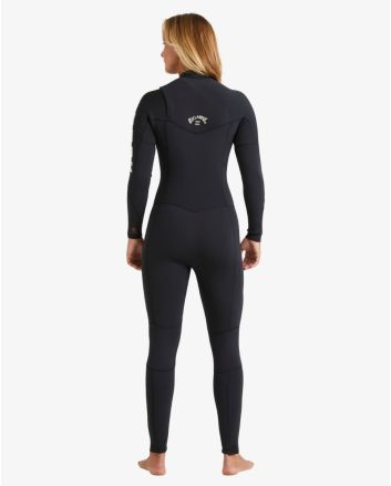 Mujer con Traje de Surf GBS con cremallera en el pecho Billabong 5/4mm Synergy Natural Night Fall Negro