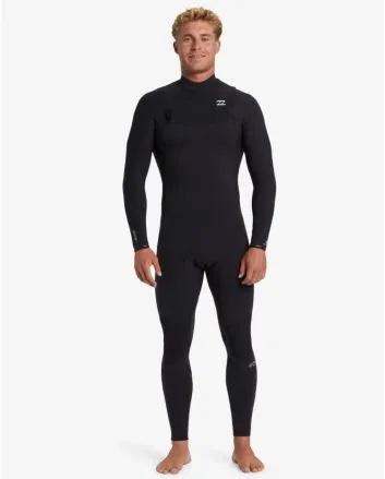 Hombre con Traje de Surf GBS con cremallera en el pecho Billabong 4/3mm Revolution Natural Negro