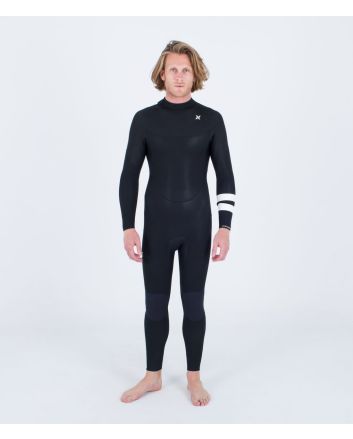 Hombre con traje de surf con cremallera en la espalda Hurley Advant 4/3mm Fullsuit Negro