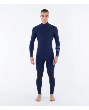 Hombre con Traje de neopreno con cremallera en el pecho Hurley PLUS 4/3mm Fullsuit Azul Total Eclipse
