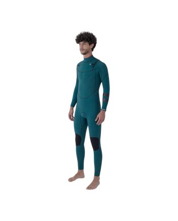 Hombre con traje de surf con cremallera en el pecho Hurley PLUS 4/3mm color turquesa 
