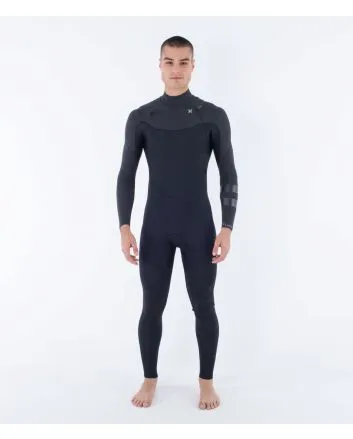 Hombre con Traje de Neopreno con cremallera en el pecho Hurley PLUS Sleeve Texture 4/3mm Negro