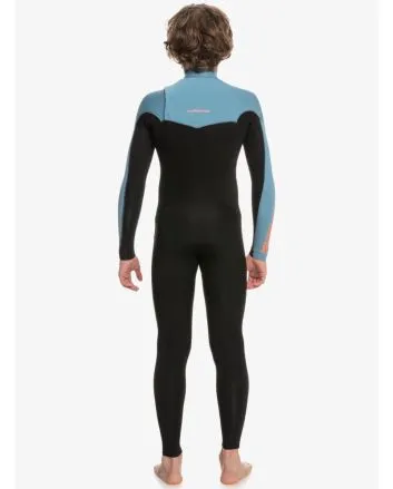 Niño con Traje de surf con cremallera en el pecho Quiksilver Boys 4/3mm Everyday Sessions Negro y Azul 