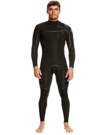 Hombre con traje de surf con cremallera en el pecho Quiksilver Everyday Sessions LFS 4/3mm Negro