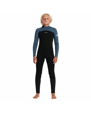 Niño con Traje de Neopreno con cremallera en la espalda Quiksilver Boy Prologue 4/3mm Negro y Azul 