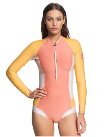 Traje de Surf de Primavera Roxy 1mm POP Surf con manga larga y cremallera frontal en color naranja