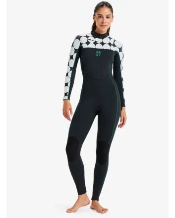 Mujer con traje de surf con cremallera en el pecho Roxy 4/3 Rise Natural Salt Crystal