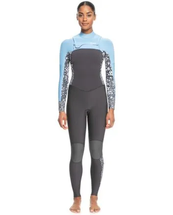 Mujer con neopreno con cremallera en el pecho Roxy Swell Series 4/3mm Jet Boy Blue