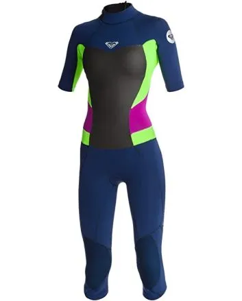Traje de surf de neopreno con manga corta y cremallera en la espalda Roxy Syncro 3/2 mm azul marino para mujer
