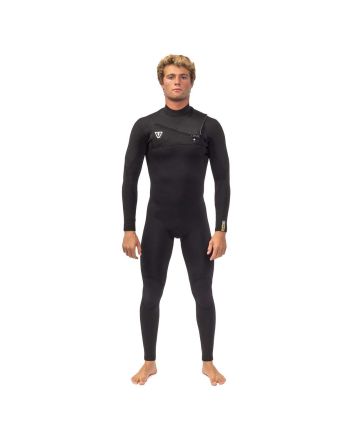 Hombre con traje de neopreno con cremallera en el pecho Vissla Seven Seas Comp 4/3mm Negro