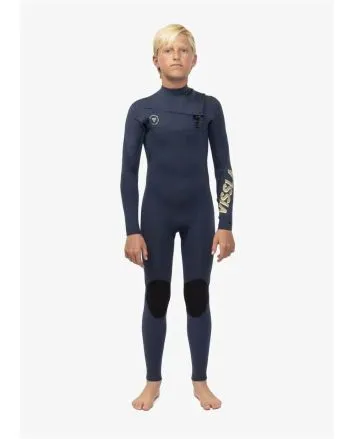 Niño con Traje de Surf con cremallera en el pecho Vissla 7 Seas Boys 4/3mm Full Azul Marino