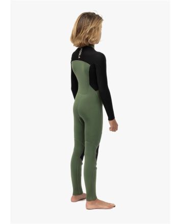 Niño con Traje de Neopreno con cremallera en el pecho Vissla 7 Seas Boys 4/3mm Warbird Full Verde Militar 8-16 años
