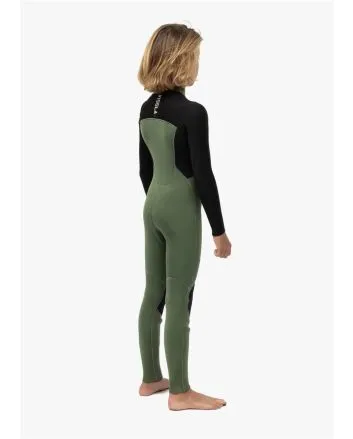 Niño con Traje de Neopreno con cremallera en el pecho Vissla 7 Seas Boys 4/3mm Warbird Full Verde Militar 8-16 años