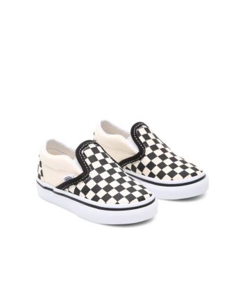 Zapatillas Vans Slip-On para bebé de 1 a 4 años blancas y negras con estampado Checkerboard