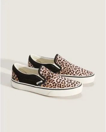 Zapatillas sin cordones Vans Classic Slip On Negra con estampado de leopardo 