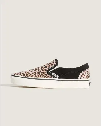 Zapatillas sin cordones Vans Classic Slip On Negra con estampado de leopardo 