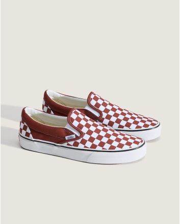 Zapatillas sin cordones Vans Classic Slip-On Checkboard Marrones para hombre