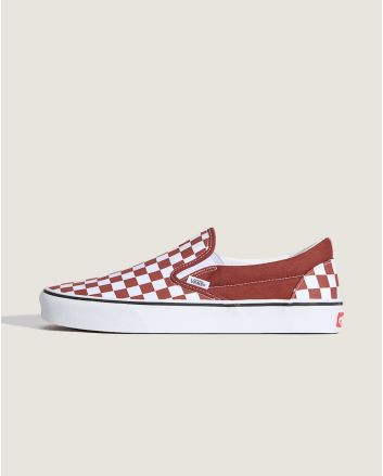 Zapatillas sin cordones Vans Classic Slip-On Checkboard Marrones para hombre