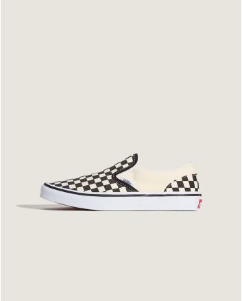Zapatillas sin cordones Vans Junior Classic Slip-On Checkerboard negras y blancas para niño 8-14 años