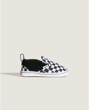 Vans Slip-On Crib Checker negras y blancas zapatillas bebé