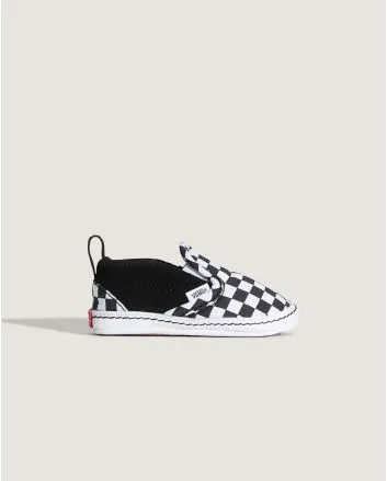 Vans Slip-On Crib Checker negras y blancas zapatillas bebé
