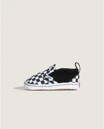 Vans Slip-On Crib Checker negras y blancas zapatillas bebé