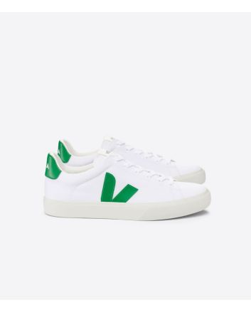 Zapatillas Veganas Veja Campo Canvas Blanco y Verde Esmeralda Unisex 