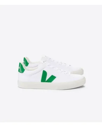 Zapatillas Veganas Veja Campo Canvas Blanco y Verde Esmeralda Unisex 