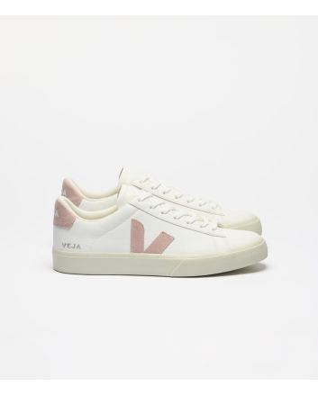 Zapatillas de cuero Veja Campo Chromefree Leather Blancas y Rosas Unisex