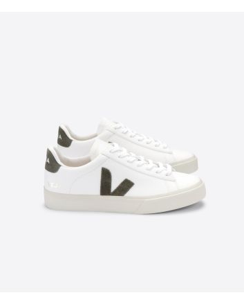 Zapatillas Ecológicas Veja Campo Chromefree White Kaki blancas con detalles en color caqui Unisex