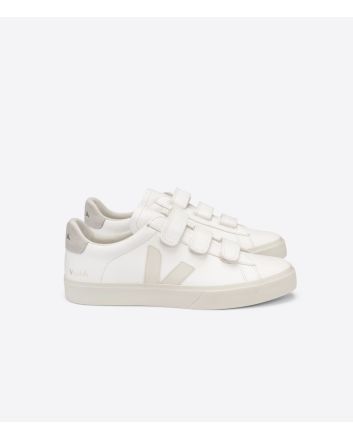 Zapatillas Ecológicas Veja Logo Chromefree en color blanco con velcro y suela de goma 