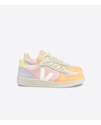 Zapatillas de cuero Veja V-10 Leather Petale White Multico para mujer