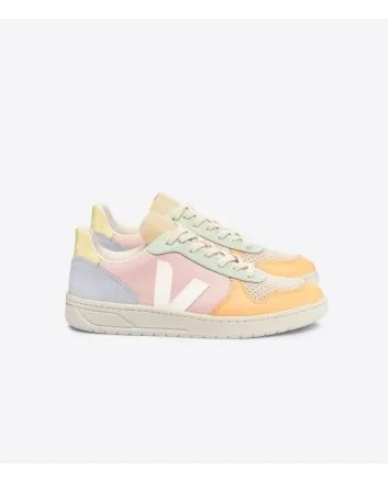 Zapatillas de cuero Veja V-10 Leather Petale White Multico para mujer