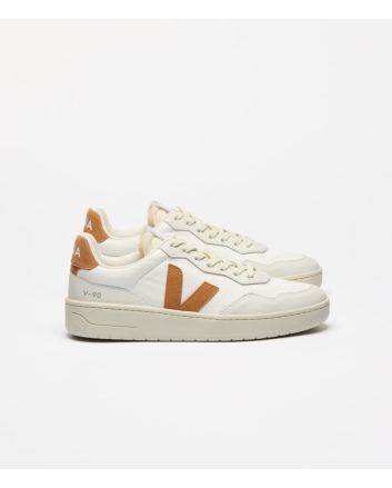 Zapatillas Veja V-90 B-Mesh en color blanco y ámbar Unisex