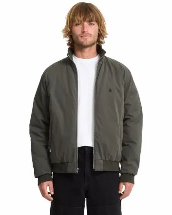 Hombre con Cazadora Volcom Damerman Bomber color negro Rinsed Black 