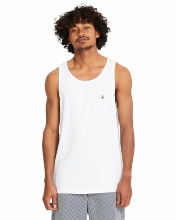 Hombre con camiseta sin mangas Volcom Stone Blanks Blanca