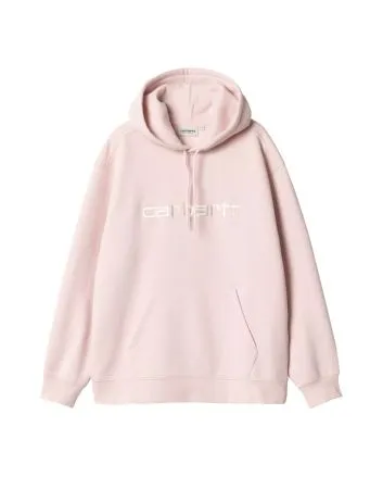 Sudadera con capucha Carhartt WIP W' Hooded Carhartt Sweat rosa claro con logo blanco cera para mujer