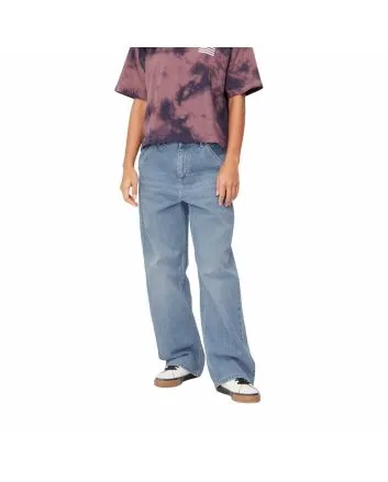 Mujer con pantalones vaqueros holgados Carhartt WIP Simple Pant Azul Lavado Ligero