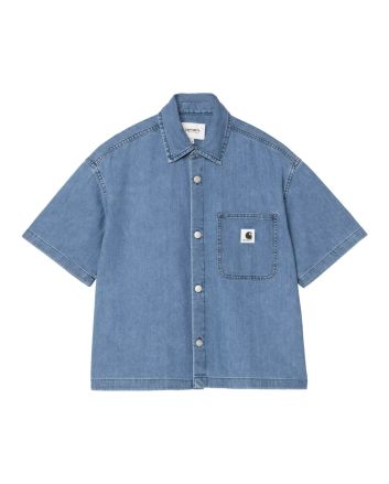 Camisa vaquera de manga corta Carhartt WIP Lovilia Shirt Azul Stone Washed para mujer