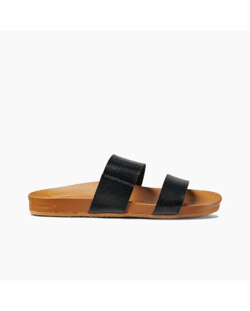 Sandalias Slider Reef Cushion Vista negras y beige para mujer 
