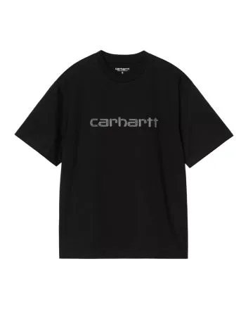 Camiseta de manga corta Carhartt WIP W' Rivet Script color negro con logo plateado para mujer 
