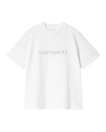 Camiseta de manga corta Carhartt WIP W' Rivet Script color blanco con logo plateado para mujer 