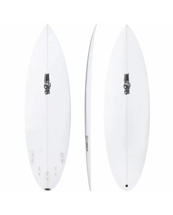 Tabla de Surf JS Xero Gravity PU 6'3 con cola redonda 38L sistema FCS II 5-fin Blanca
