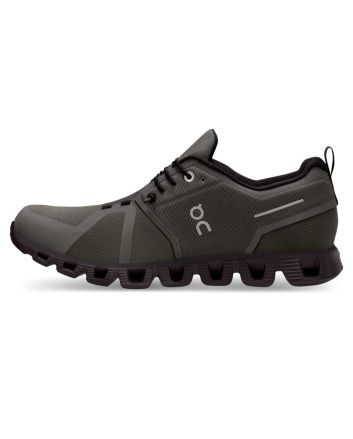 Zapatillas On Running Cloud 5 Waterproof verde oliva y negras para hombre 